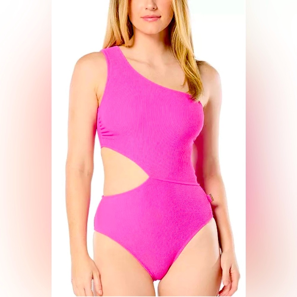 Michael Kors Pink Asymmetrical One-Piece Swimsuit